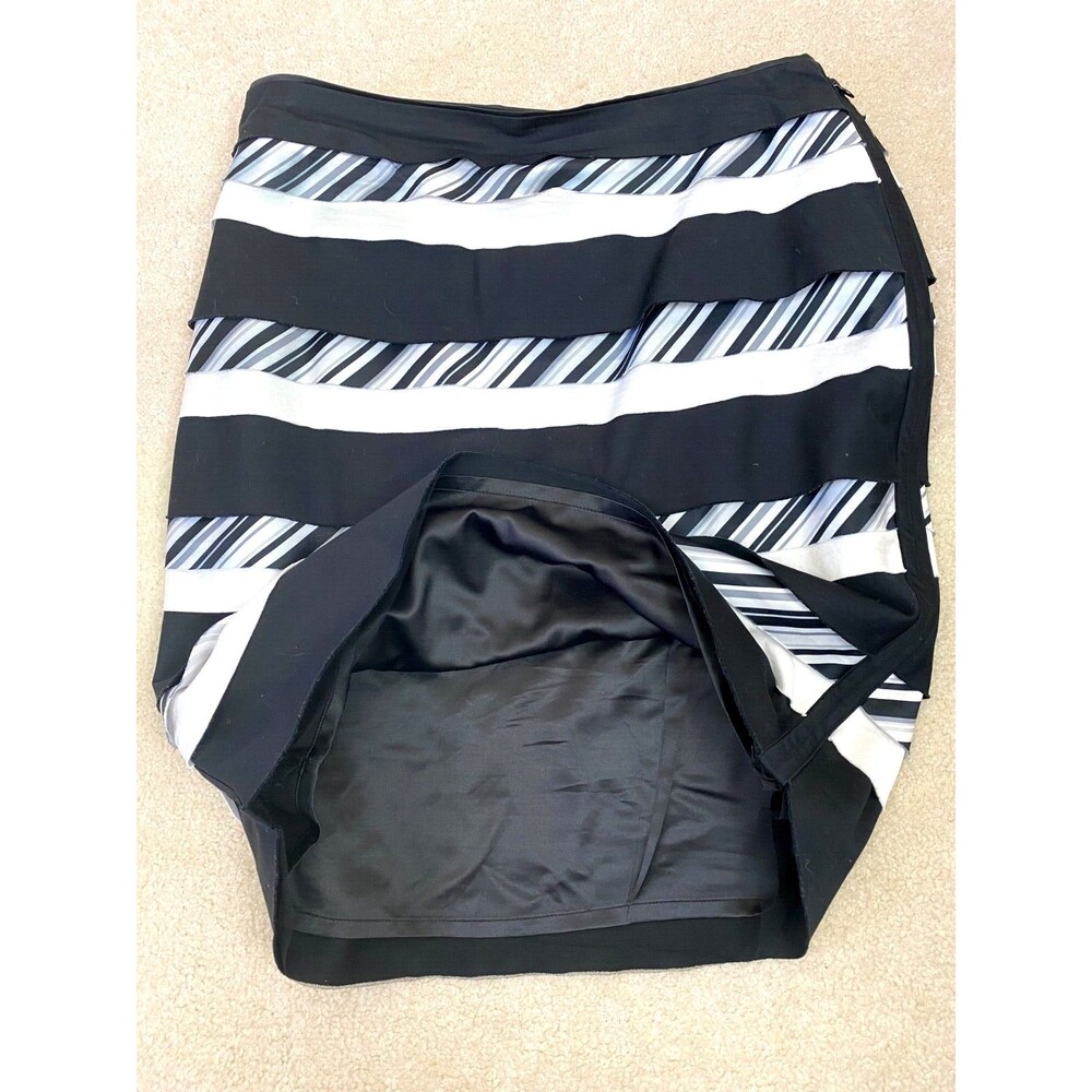 WHBM Layered Striped Skirt 10 Cybercore Asymmetrical Y2K Punk Office CorpGoth